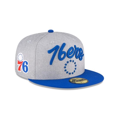 Grey Philadelphia 76ers Hat - New Era NBA NBA Draft 59FIFTY Fitted Caps USA7865402